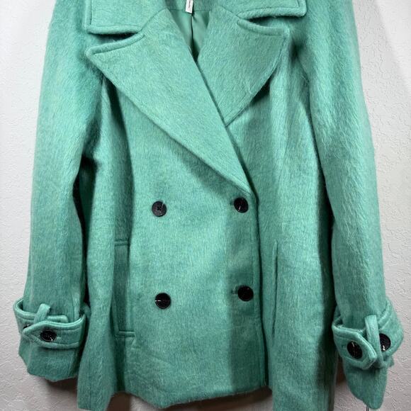 Avec Les Filles Women's Fuzzy Teal Green Peacoat Size‎ S NEW - Picture 5 of 8